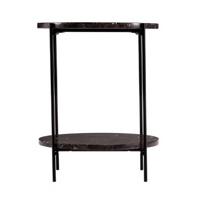 Simchett Round Marble Side Table Gray/Black - Aiden Lane 3 Simchett Round Marble Side Table Gray/Black - Aiden Lane
