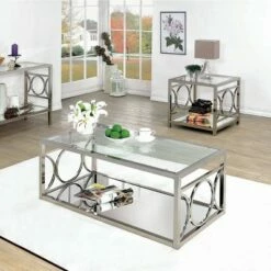 2pc Nora Occasional Table Set Chrome - HOMES: Inside + Out
