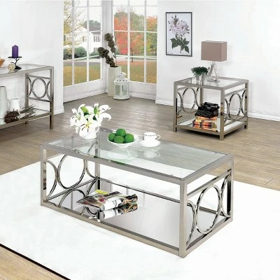 2pc Nora Occasional Table Set Chrome - HOMES: Inside + Out 3 2pc Nora Occasional Table Set Chrome - HOMES: Inside + Out