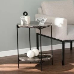 Simchett Round Marble Side Table Gray/Black - Aiden Lane 11 Simchett Round Marble Side Table Gray/Black - Aiden Lane -Side Tables Sales unnamed file 4980