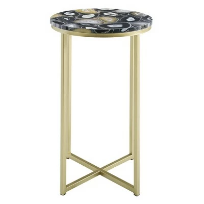 Vivian Glam X Leg Round Side Table - Saracina Home Faux Marble Gray/gold 3 Vivian Glam X Leg Round Side Table - Saracina Home Faux Marble Gray/gold