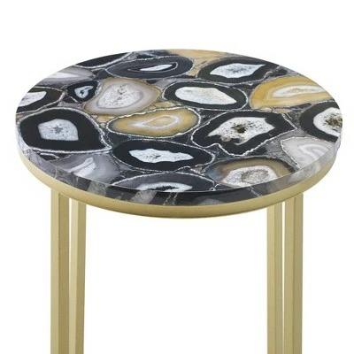 Vivian Glam X Leg Round Side Table - Saracina Home Faux Marble Gray/gold 7 Vivian Glam X Leg Round Side Table - Saracina Home Faux Marble Gray/gold - Image 5
