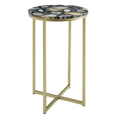 Vivian Glam X Leg Round Side Table - Saracina Home Faux Marble Gray/gold 8 Vivian Glam X Leg Round Side Table - Saracina Home Faux Marble Gray/gold - Image 6