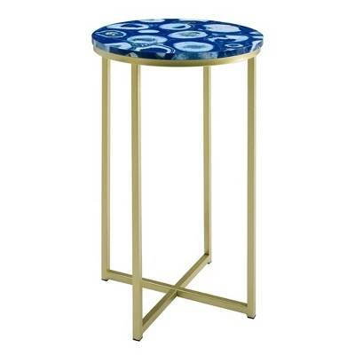 Vivian Glam X Leg Round Side Table - Saracina Home Faux Marble Gray/gold 9 Vivian Glam X Leg Round Side Table - Saracina Home Faux Marble Gray/gold - Image 7