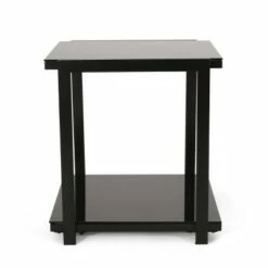 Snyder Modern Glass Top Side Table with Shelf Black - Christopher Knight Home -Side Tables Sales unnamed file 5067