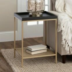 Rosalyn Urban Industrial Glam Square Tray Side Table with Metal Mesh Shelf Graphite/Gold - Saracina Home 12 Rosalyn Urban Industrial Glam Square Tray Side Table with Metal Mesh Shelf Graphite/Gold - Saracina Home -Side Tables Sales unnamed file 5111