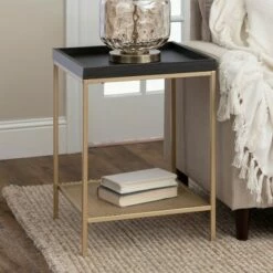 Rosalyn Urban Industrial Glam Square Tray Side Table with Metal Mesh Shelf Graphite/Gold - Saracina Home 18 Rosalyn Urban Industrial Glam Square Tray Side Table with Metal Mesh Shelf Graphite/Gold - Saracina Home -Side Tables Sales unnamed file 5117