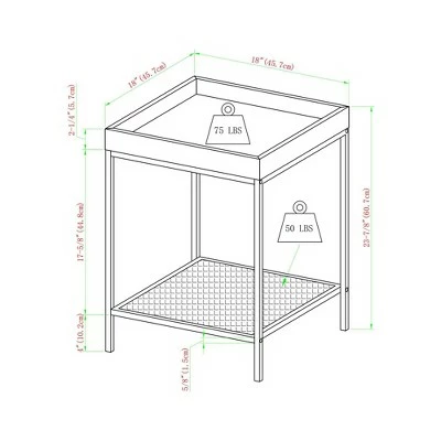 Rosalyn Urban Industrial Glam Square Tray Side Table with Metal Mesh Shelf Graphite/Gold - Saracina Home 11 Rosalyn Urban Industrial Glam Square Tray Side Table with Metal Mesh Shelf Graphite/Gold - Saracina Home - Image 9