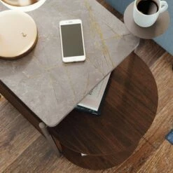 Radial Faux Stone Top Side Table Umber Wood - Sauder -Side Tables Sales unnamed file 5120