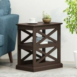 Vernon Contemporary 2 Shelf Side Table Dark Walnut - Christopher Knight Home