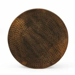 Massie Modern Glam Handcrafted Diamond Pattern Aluminum Side Table - Christopher Knight Home Antique Brass