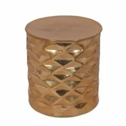 Massie Modern Glam Handcrafted Diamond Pattern Aluminum Side Table - Christopher Knight Home Antique Brass -Side Tables Sales unnamed file 5174