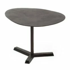 Sonnette Industrial Handcrafted Aluminum Elliptical Side Table Raw Bronze - Christopher Knight Home