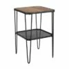 Pierceton Modern Industrial Hairpin Leg Side Table with Metal Mesh Shelf Dark Walnut - Saracina Home -Side Tables Sales unnamed file 5189