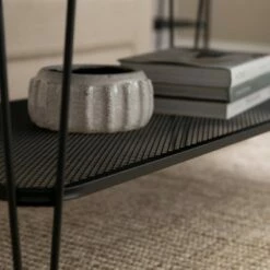 Pierceton Modern Industrial Hairpin Leg Side Table with Metal Mesh Shelf Dark Walnut - Saracina Home -Side Tables Sales unnamed file 5192