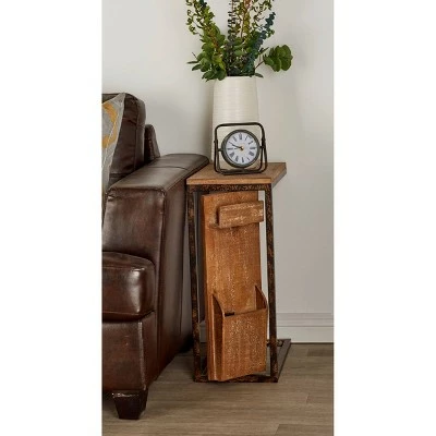 Olivia & May Rustic Side Table Brown - Olivia & May 4 Olivia & May Rustic Side Table Brown - Olivia & May - Image 2