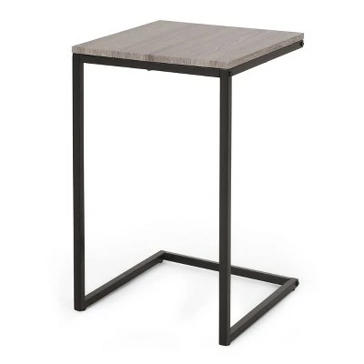 Winfough Modern Industrial C Shaped Side Table Gray/Black - Christopher Knight Home 4 Winfough Modern Industrial C Shaped Side Table Gray/Black - Christopher Knight Home - Image 2