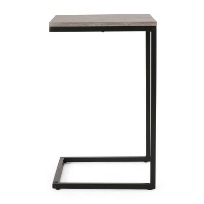 Winfough Modern Industrial C Shaped Side Table Gray/Black - Christopher Knight Home 5 Winfough Modern Industrial C Shaped Side Table Gray/Black - Christopher Knight Home - Image 3