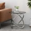 Silvia Modern Glass Top Round Side Table Gray/Chrome - Christopher Knight Home -Side Tables Sales unnamed file 5245