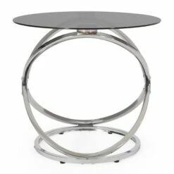 Silvia Modern Glass Top Round Side Table Gray/Chrome - Christopher Knight Home -Side Tables Sales unnamed file 5247