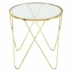 Metal and Glass Gold Colored (Set of 3) Accent Tables Gold - Olivia & May