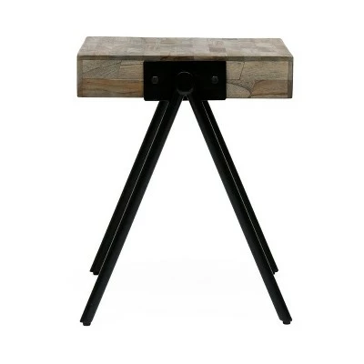 Gurley Handcrafted Modern Industrial Mango Wood Side Table Gray/Black - Christopher Knight Home 4 Gurley Handcrafted Modern Industrial Mango Wood Side Table Gray/Black - Christopher Knight Home - Image 2