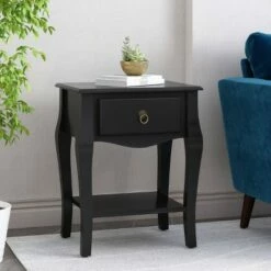 Bogue Traditional Wooden Side Table with Drawer - Christopher Knight Home White