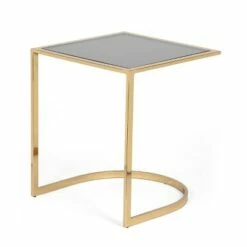 Biorn Modern Glam Handcrafted Glass Top C Shaped Side Table Black/Brass - Christopher Knight Home -Side Tables Sales unnamed file 5288