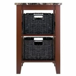Zoey Side Table Faux Marble Top with Baskets Walnut/Chocolate - Winsome -Side Tables Sales unnamed file 5303