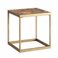 Darheath Reclaimed Wood Patchwork End Table Natural/Brass - Aiden Lane