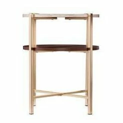 Amelia Round End Table with Faux Marble Top Brass - Aiden Lane