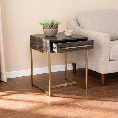 Frondi Square End Table Black Oak/Antique Brass - Aiden Lane 4 Frondi Square End Table Black Oak/Antique Brass - Aiden Lane - Image 2