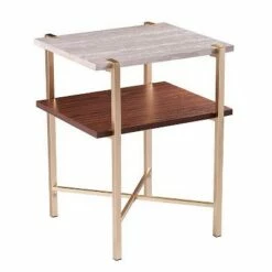 Amelia Square Faux Marble End Table with Storage Brass - Aiden Lane -Side Tables Sales unnamed file 5380