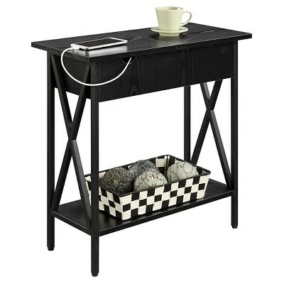 Tucson Flip Top End Table with Charging Station Black - Breighton Home 3 Tucson Flip Top End Table with Charging Station Black - Breighton Home