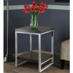 Jared End Table, Enamel Steel Tube - Dark Espresso - Winsome -Side Tables Sales unnamed file 5430
