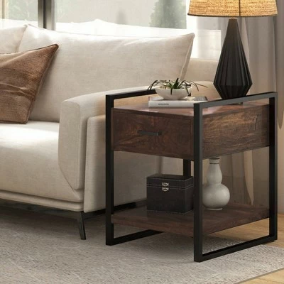 20" Lawson Wood End Table - WyndenHall Dark Cognac Brown 4 20" Lawson Wood End Table - WyndenHall Dark Cognac Brown - Image 2