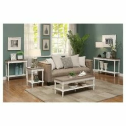 French Country End Table with Drawer/Shelf Driftwood/White - Breighton Home -Side Tables Sales unnamed file 5467