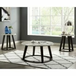 3pc Ives Solid Wood Coffee Table Set Gray - HOMES: Inside + Out