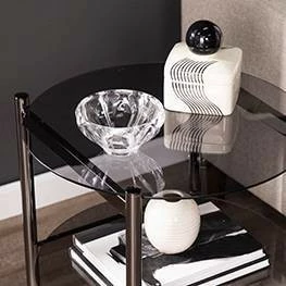 Glendale Round End Table with Glass Top Black - Aiden Lane 3 Glendale Round End Table with Glass Top Black - Aiden Lane