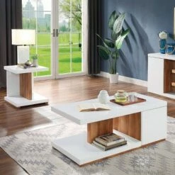 2pc Hal Coffee Table Set White - miBasics