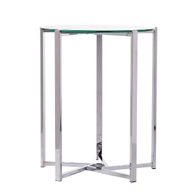 Dandelion Round End Table with Faux Marble Glass Top Silver - Aiden Lane 5 Dandelion Round End Table with Faux Marble Glass Top Silver - Aiden Lane - Image 3