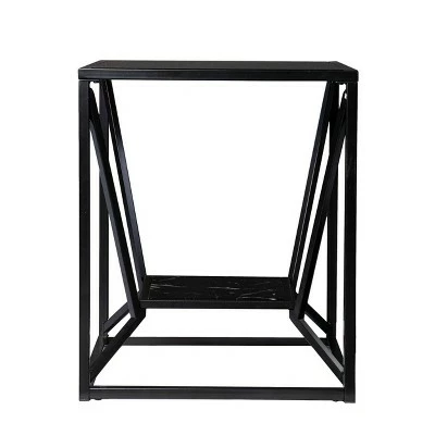 Finsfil Square Glass-Top End Table Black - Aiden Lane 4 Finsfil Square Glass-Top End Table Black - Aiden Lane - Image 2