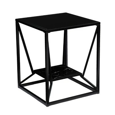 Finsfil Square Glass-Top End Table Black - Aiden Lane 5 Finsfil Square Glass-Top End Table Black - Aiden Lane - Image 3