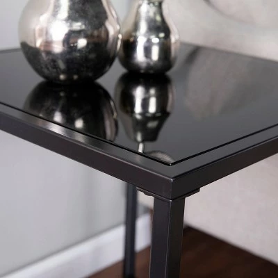 Finsfil Square Glass-Top End Table Black - Aiden Lane 7 Finsfil Square Glass-Top End Table Black - Aiden Lane - Image 5