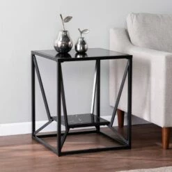 Finsfil Square Glass-Top End Table Black - Aiden Lane 15 Finsfil Square Glass-Top End Table Black - Aiden Lane -Side Tables Sales unnamed file 5575