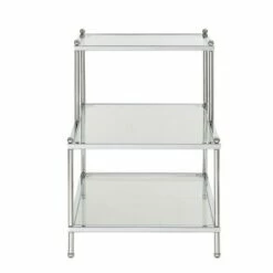 Royal Crest 3 Tier Step End Table Clear Glass/Chrome Frame - Breighton Home -Side Tables Sales unnamed file 5583