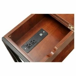 Tucson Flip Top End Table with Charging Station Black/Cherry - Breighton Home