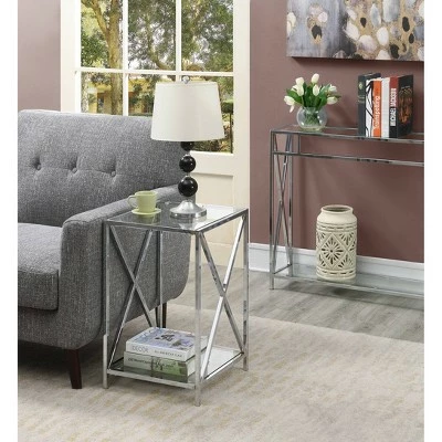 Oxford Chrome End Table Clear Glass/Chrome Frame - Breighton Home 3 Oxford Chrome End Table Clear Glass/Chrome Frame - Breighton Home