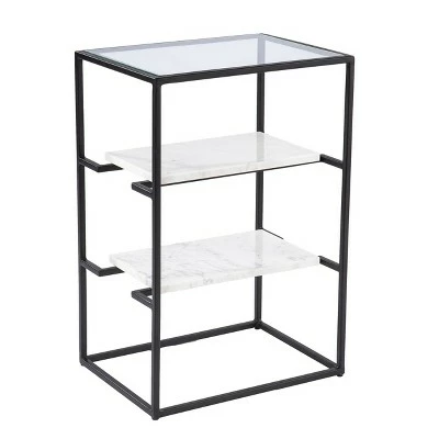 Ghullrio Glass Top End Table with Storage Black/White - Aiden Lane 5 Ghullrio Glass Top End Table with Storage Black/White - Aiden Lane - Image 3