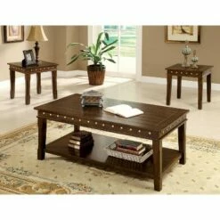 Brampton Transitional Planked Accent Table Set Walnut - HOMES: Inside + Out